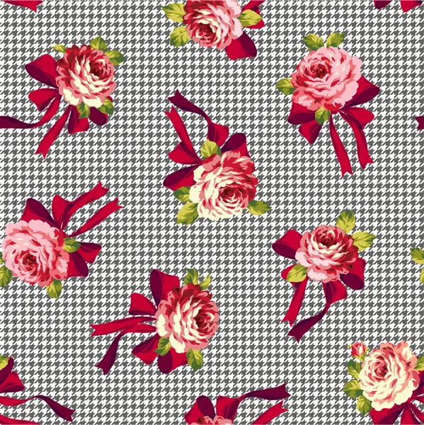 Rose en lint patroon, — Stockvector