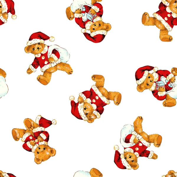 Santa bear pattern — Stock Photo, Image