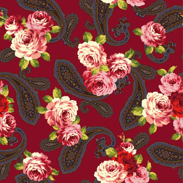 Rose e Paisley — Vettoriale Stock