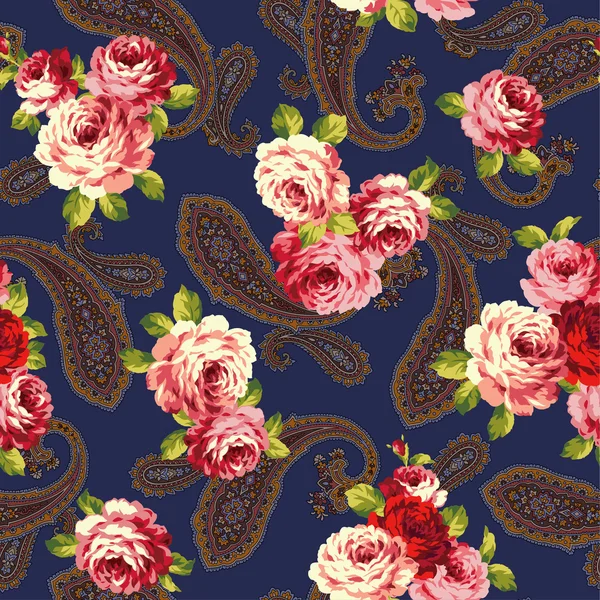 Rose en paisley — Stockvector