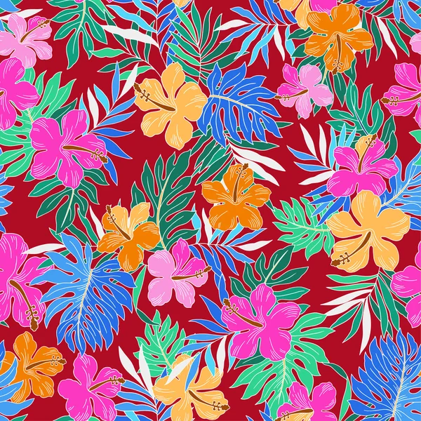 Pattern of Hibiscus — Stock Vector