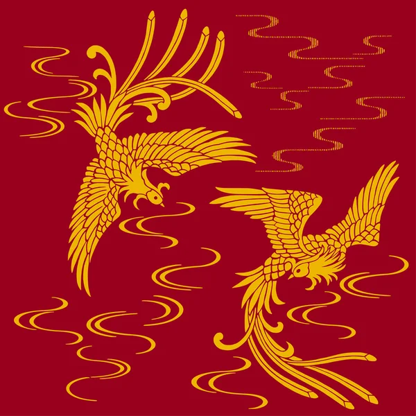 Oriental phoenix — Stock Vector