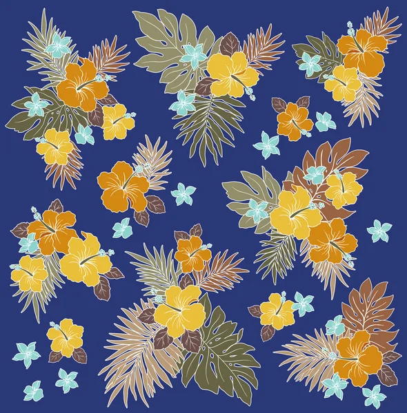 Hibiscus Ilustración de flores — Archivo Imágenes Vectoriales