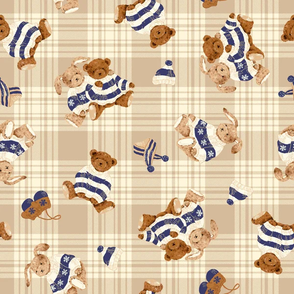 Een beer en konijn patroon — Stockfoto