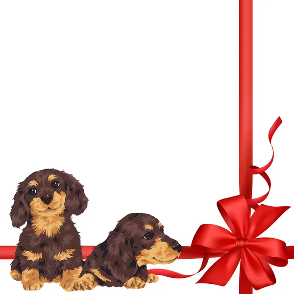 Illustration of dog and ribbon — Stock Photo, Image