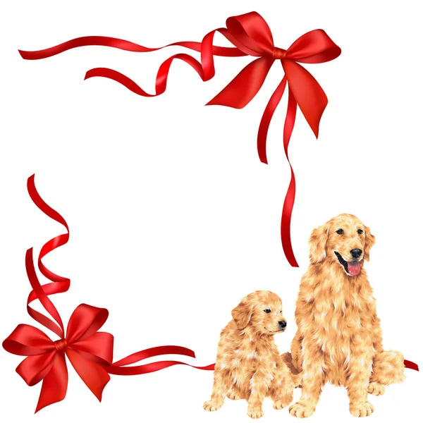 Illustration of dog and ribbon — Stock Photo, Image