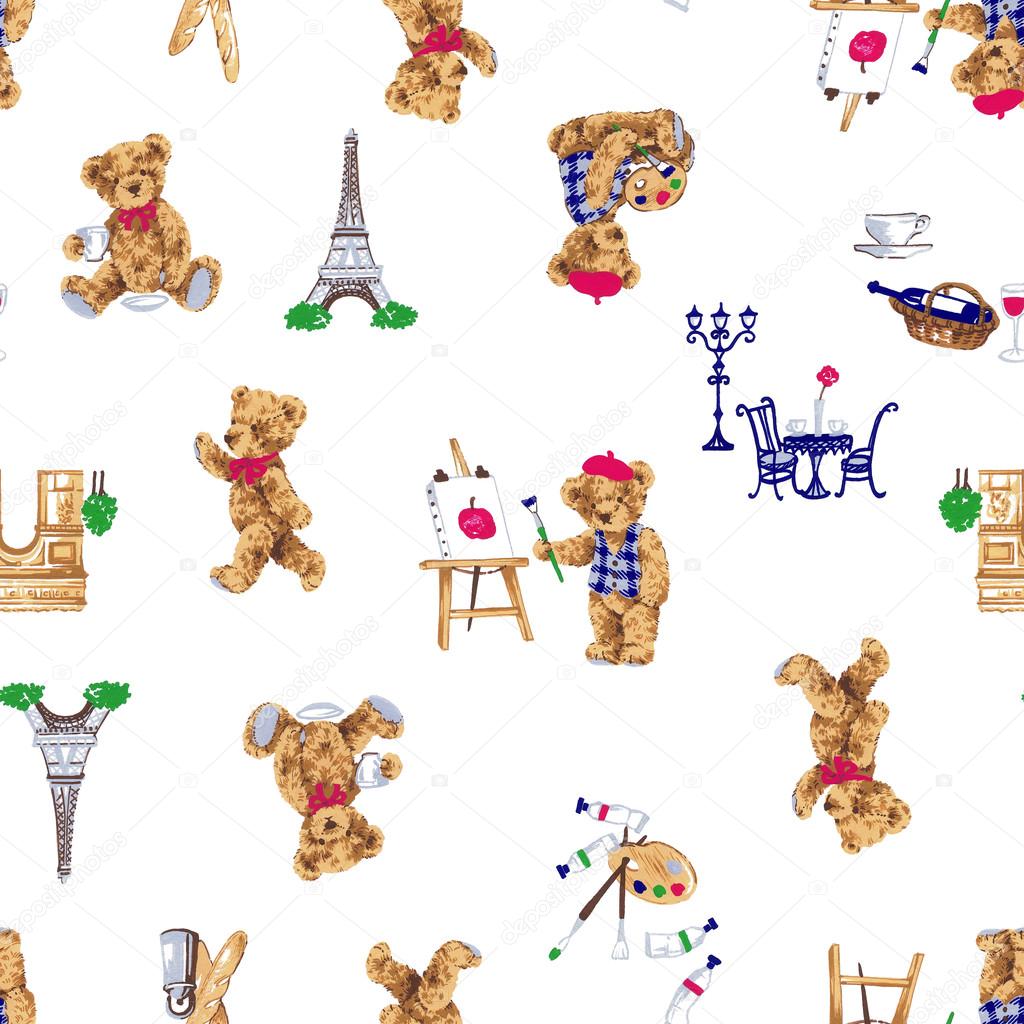 Bear illustration pattern