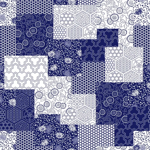 Patrón de estilo japonés patchwork — Vector de stock