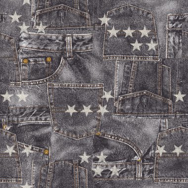 Denim material patchwork clipart