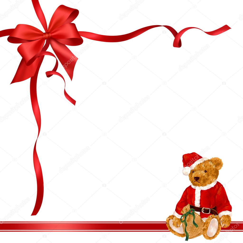 Santa Claus Bear Ribbon Frame Stock Photo C Daicokuebisu 91337482