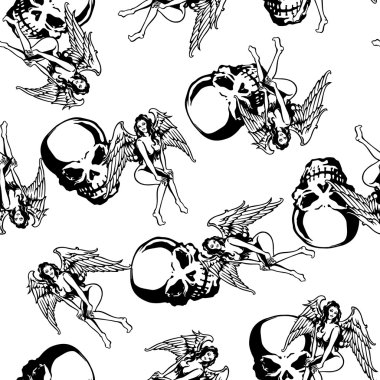 Güzel kadın kafatası desen