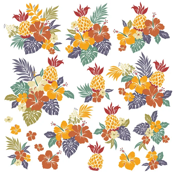Hibiscus Ilustración de flores — Archivo Imágenes Vectoriales