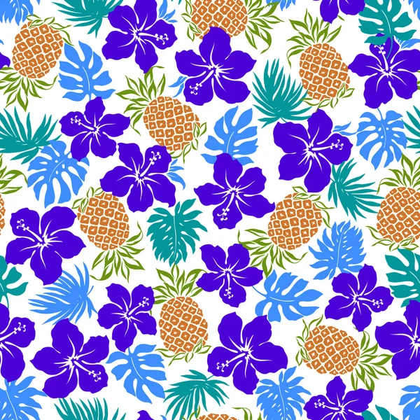 Hibiscus ananas patroon — Stockvector