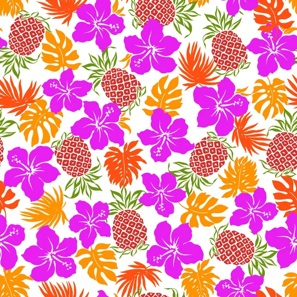 Hibiscus ananas patroon — Stockvector