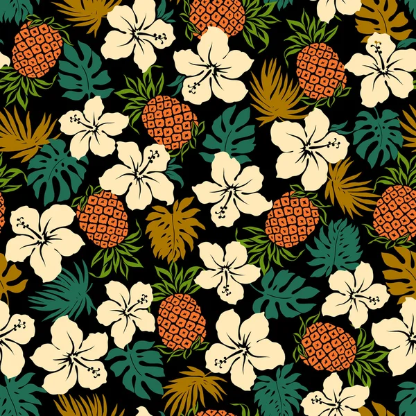 Hibiscus pineapple pattern — Stock Vector