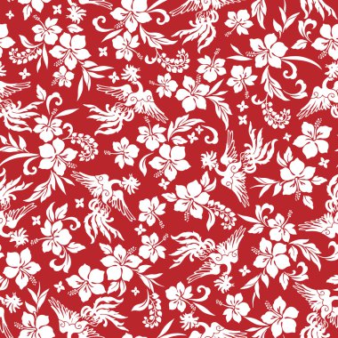 Tropikal çiçek phoenix deseni