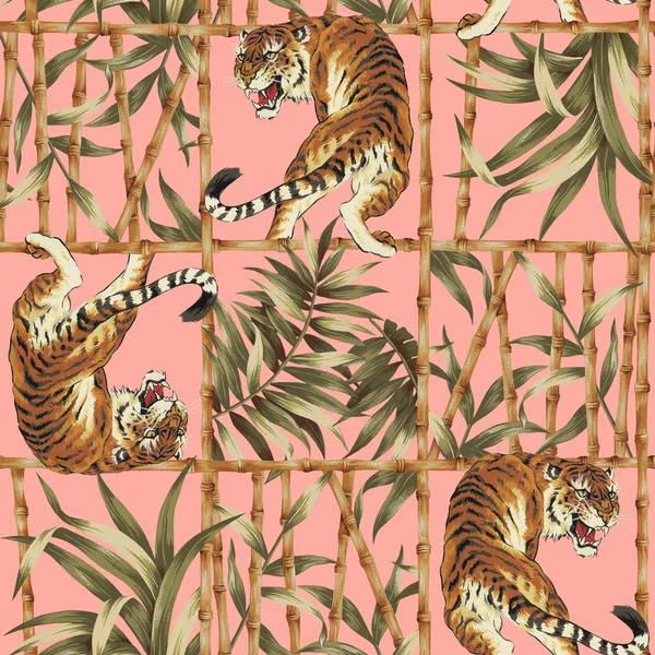 Tiger selva ilustração padrão — Fotografia de Stock