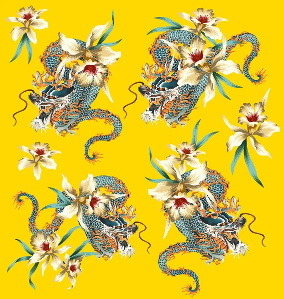 Japanse stijl dragon tropische bloem — Stockfoto