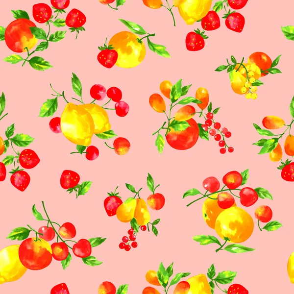 Aquarel fruit patroon — Stockfoto