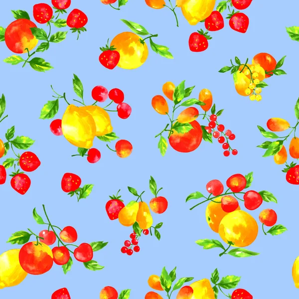 Watercolor fruit pattern — Stock Photo, Image