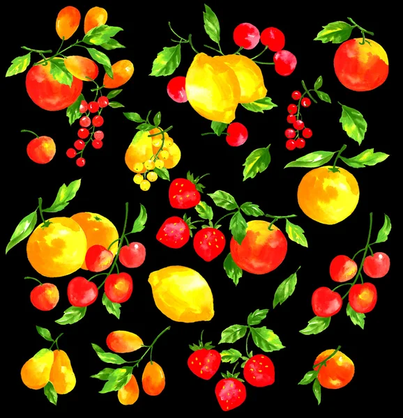 Vruchten met een aquarel — Stockfoto