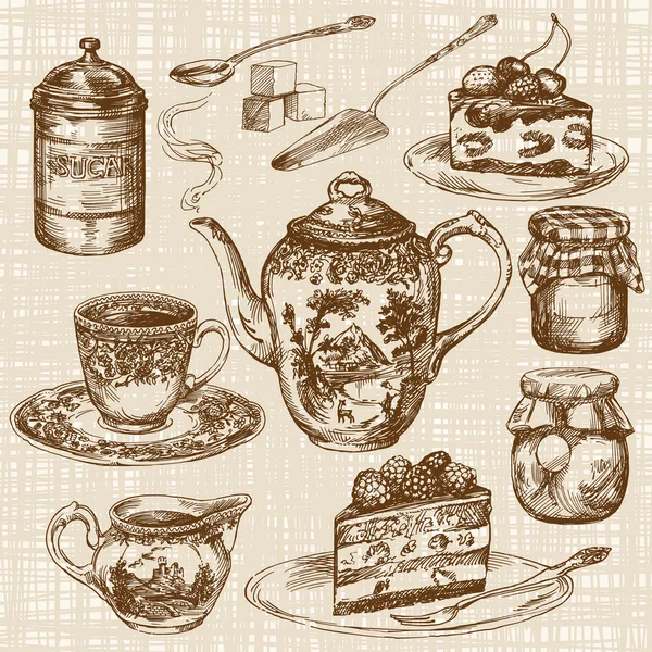 Кофе и сладкая коллекция — стоковый вектор