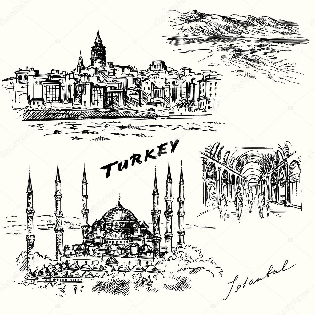 Turkey, Istanbul - hand drawn set