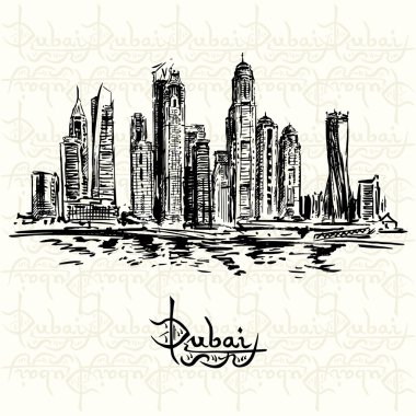 Dubai - elle çizilmiş illüstrasyon