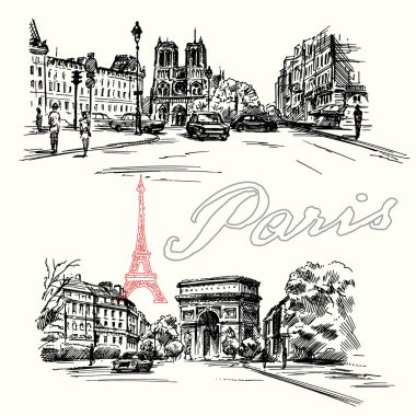 Paris - elle çizilmiş ayarla