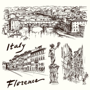 Florence, İtalya - el çekilmiş seti