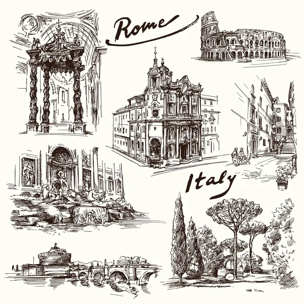 Rome - hand getrokken collectie — Stockvector