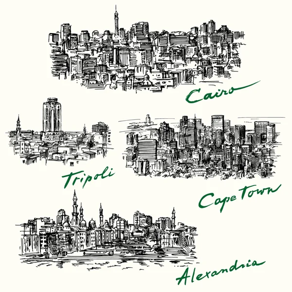 Le Caire, Tripoli, Le Cap, Alexandrie — Image vectorielle