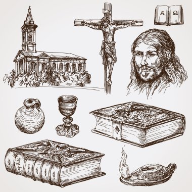 Symbols of christian faith clipart