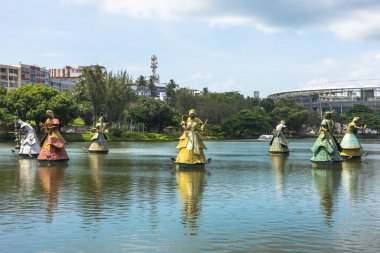 Salvador, Bahia, Brazil, November 2020 - view of some beautiful orishas statues at Tororo dam (Dique Tororo)