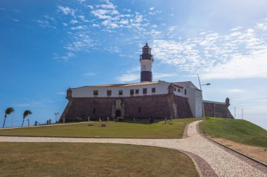 View of Fort of Saint Antony of Barra (Forte de Santo Antonio da Barra), with it's famous lighthouse - Salvador, Bahia, Brazil