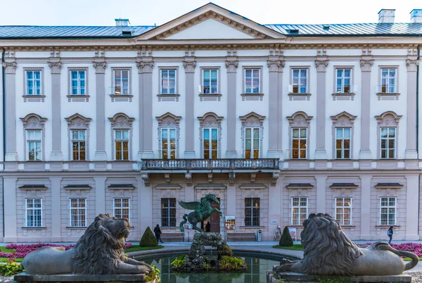 Salzburgo Austria Octubre 2018 Hermosa Vista Del Palacio Mirabell Fuente — Foto de Stock