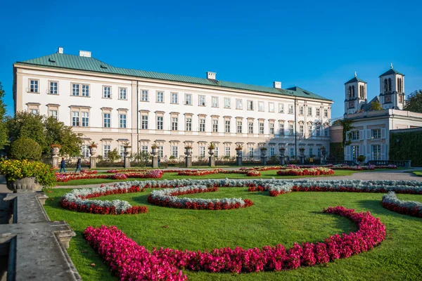 Schöne Aussicht Auf Schloss Und Gärten Mirabell Nachmittag Salzburg Österreich — Stockfoto