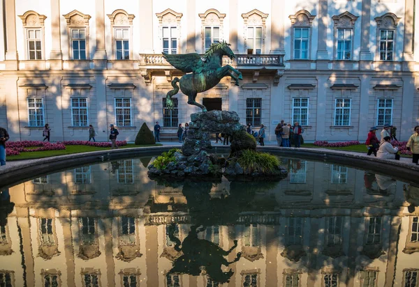 Salzburgo Austria Octubre 2018 Hermosa Vista Del Palacio Mirabell Fuente — Foto de Stock