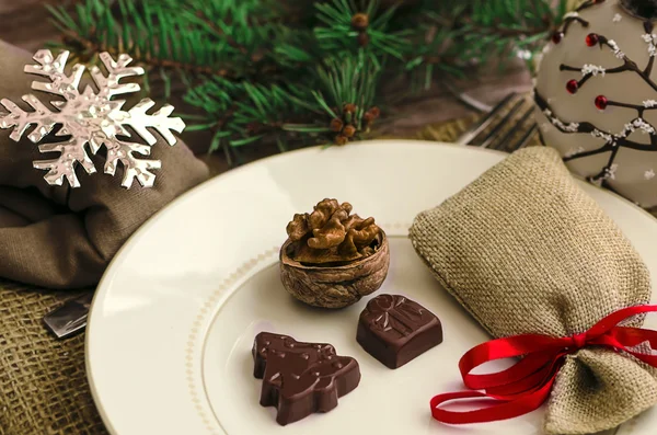 Natale e Capodanno decorazione della tavola Fotografia Stock