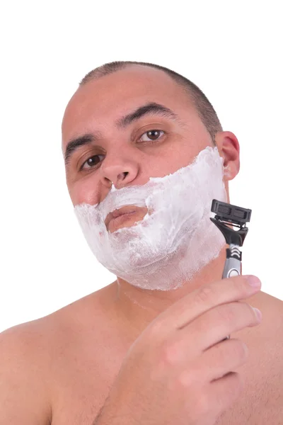 Man shaving his face — Stock Photo, Image