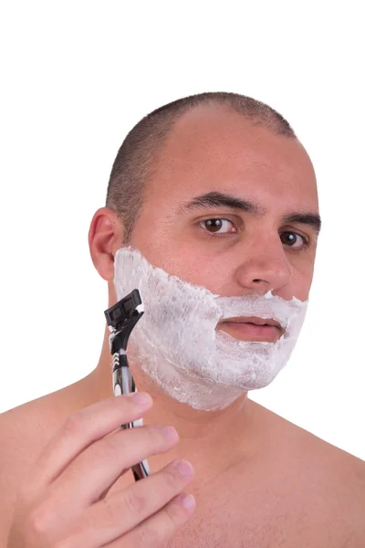 Man shaving his face — Stock Photo, Image