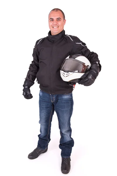 Biker mit Helm — Stockfoto