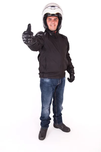 Biker with thumbs up — Stock Photo, Image