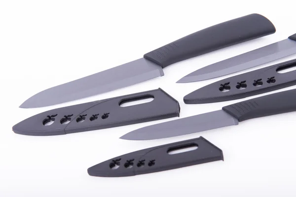 Black and silver knife set — Stock Photo, Image