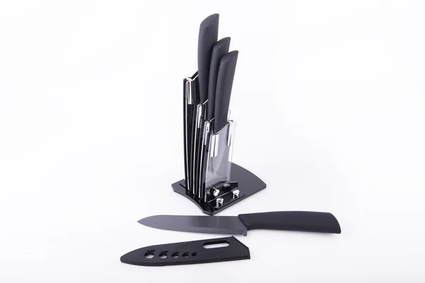 Black and silver knife set — Stock Photo, Image