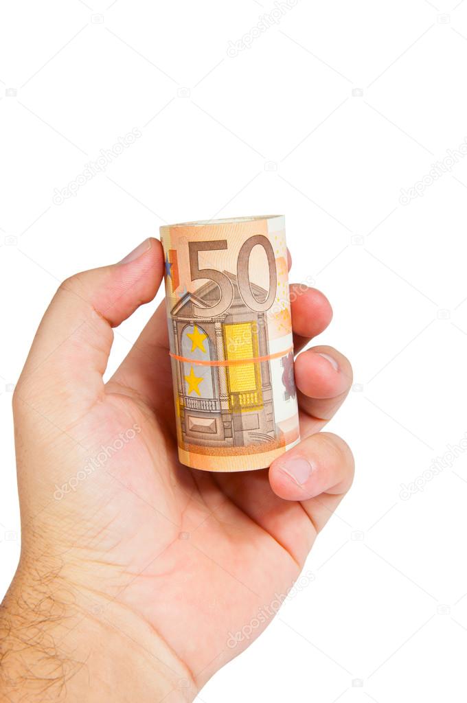 Hand with 50 EUR