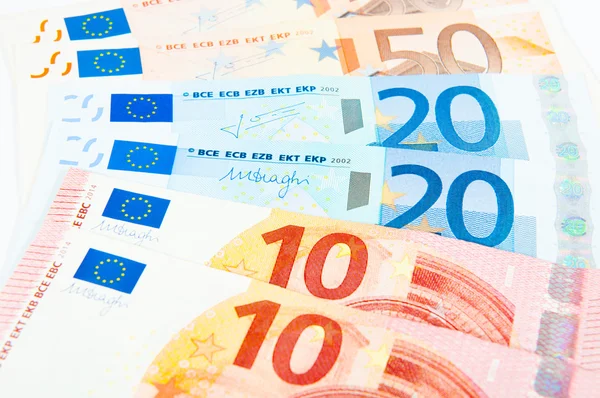 10 20- und 50-Euro-Scheine — Stockfoto