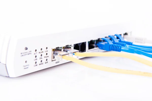 RJ45 connected to a router — Stock Photo, Image