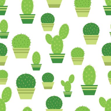 Kaktüs desen. Sorunsuz arka plan. Bir tencerede kaktüs.