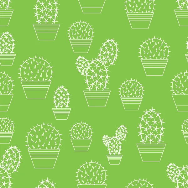 Cactus mönster. Sömlös bakgrund. Cactus i ett pot. — Stock vektor